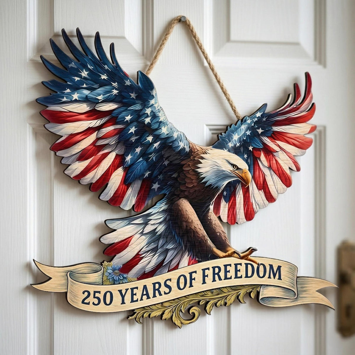 250 Years America Wooden Sign Patriotic Door Decor American Flag Eagle Wall Art Independence Day Gift 1780025469983.jpg
