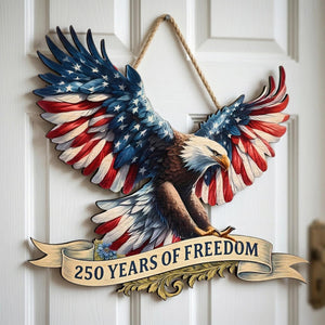250 Years America Wooden Sign Patriotic Door Decor American Flag Eagle Wall Art Independence Day Gift 1780025469983.jpg
