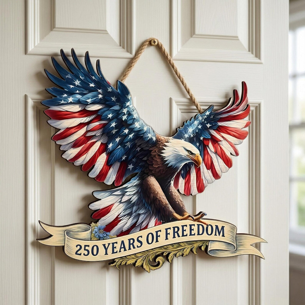 250 Years America Wooden Sign Patriotic Door Decor American Flag Eagle Wall Art Independence Day Gift 1780025470022.jpg
