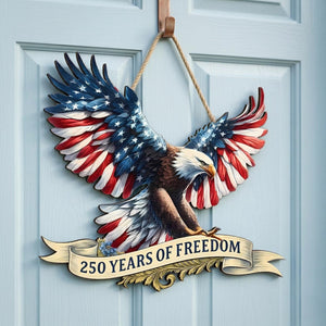 250 Years America Wooden Sign Patriotic Door Decor American Flag Eagle Wall Art Independence Day Gift 1780025470065.jpg