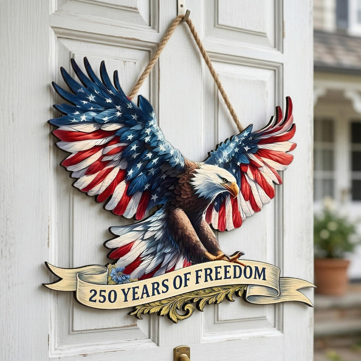 250 Years America Wooden Sign Patriotic Door Decor American Flag Eagle Wall Art Independence Day Gift 1780025470675.jpg