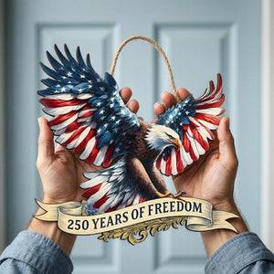 250 Years America Wooden Sign Patriotic Door Decor American Flag Eagle Wall Art Independence Day Gift 1780025470775.jpg
