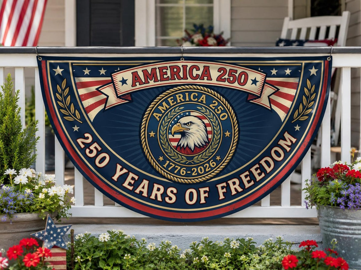 America 250 Medallion Fence Flag  Eagle Challenge Coin 1776 2026 Patriotic Porch Decor  4th July 1780025558094.jpg