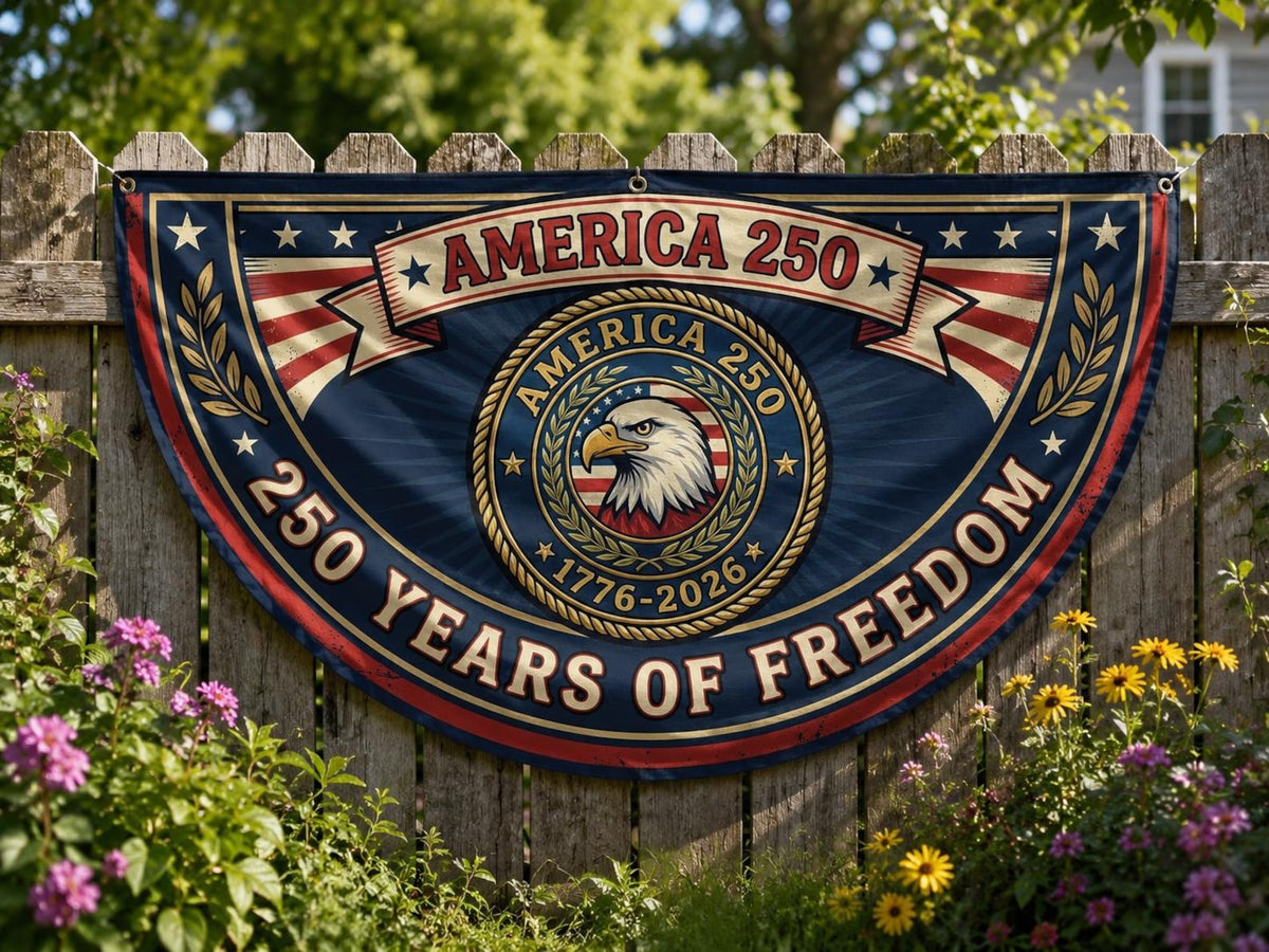 America 250 Medallion Fence Flag  Eagle Challenge Coin 1776 2026 Patriotic Porch Decor  4th July 1780025558217.jpg