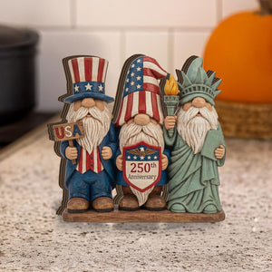 250th Anniversary Patriotic Gnomes Figurine Plaque Usa 250 Years Commemorative Wood Block 1780026324563.jpg