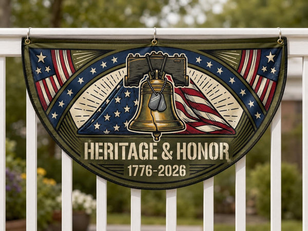 Heritage And Honor Fence Flag Liberty Bell Dog Tags Veteran