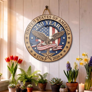 Patriotic Eagle Door Hanging Wooden Sign Usa 250th Anniversary 1776 2026 America 250 Patriotic Door Decor Independence Day Wall Hanging 1780028188522.jpg