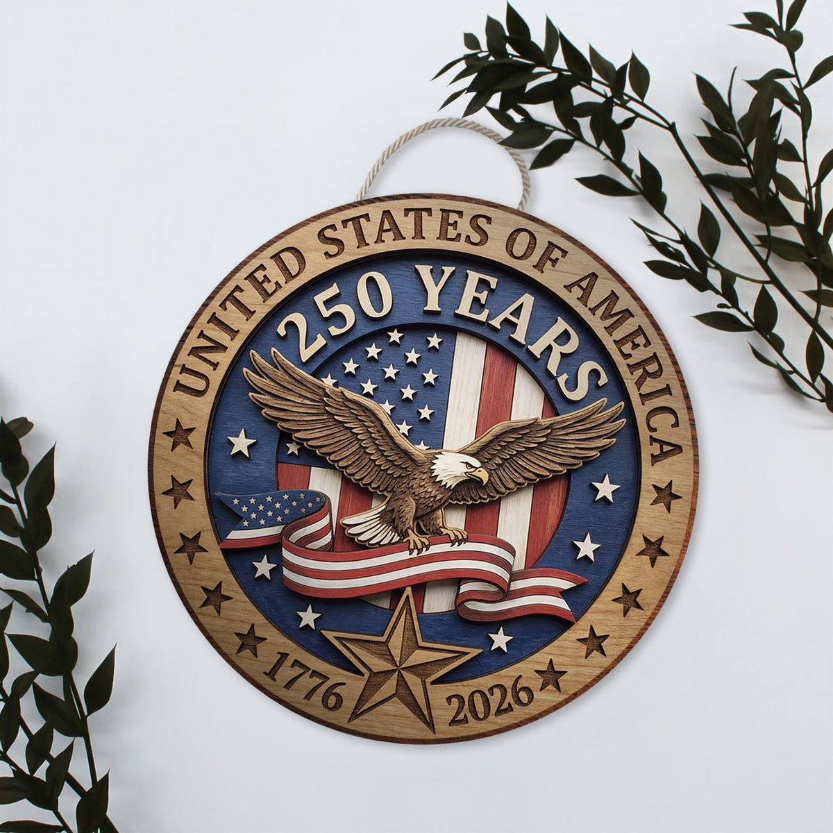 Patriotic Eagle Door Hanging Wooden Sign Usa 250th Anniversary 1776 2026 America 250 Patriotic Door Decor Independence Day Wall Hanging 1780028188565.jpg