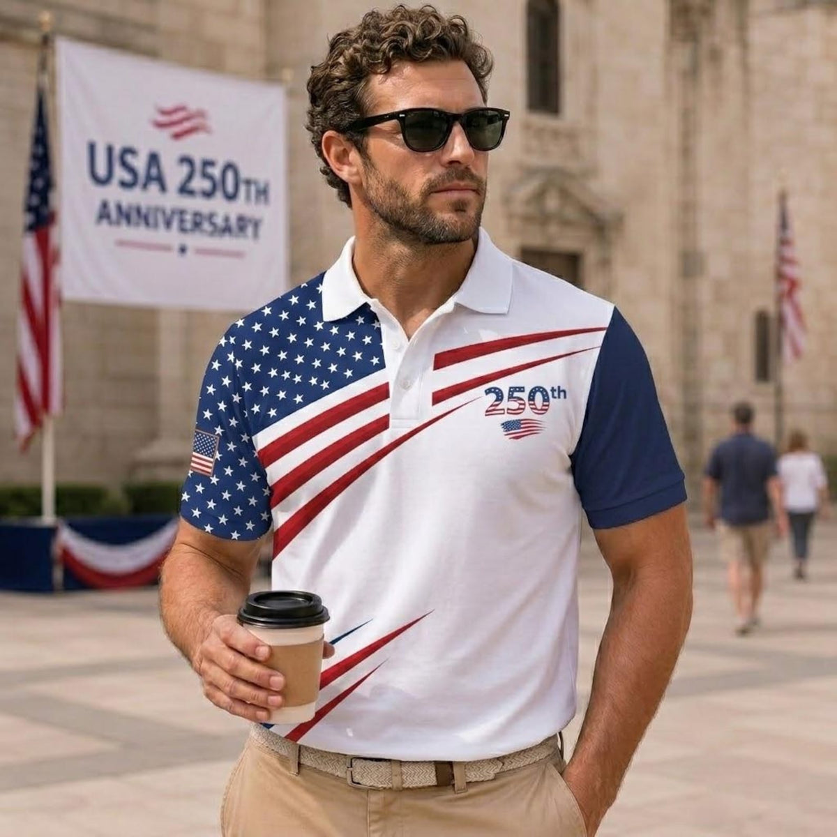 Usa 250th Anniversary Golf Polo American Flag Couple Shirt 1776 2026 Patriotic Apparel United States Independence Day Gift Dad Tee 1780459286051.jpg