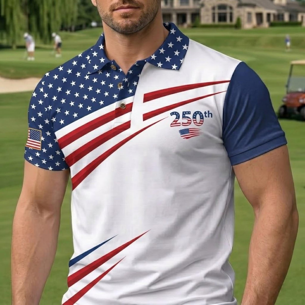 Usa 250th Anniversary Golf Polo American Flag Couple Shirt 1776 2026 Patriotic Apparel United States Independence Day Gift Dad Tee 1780459286131.jpg