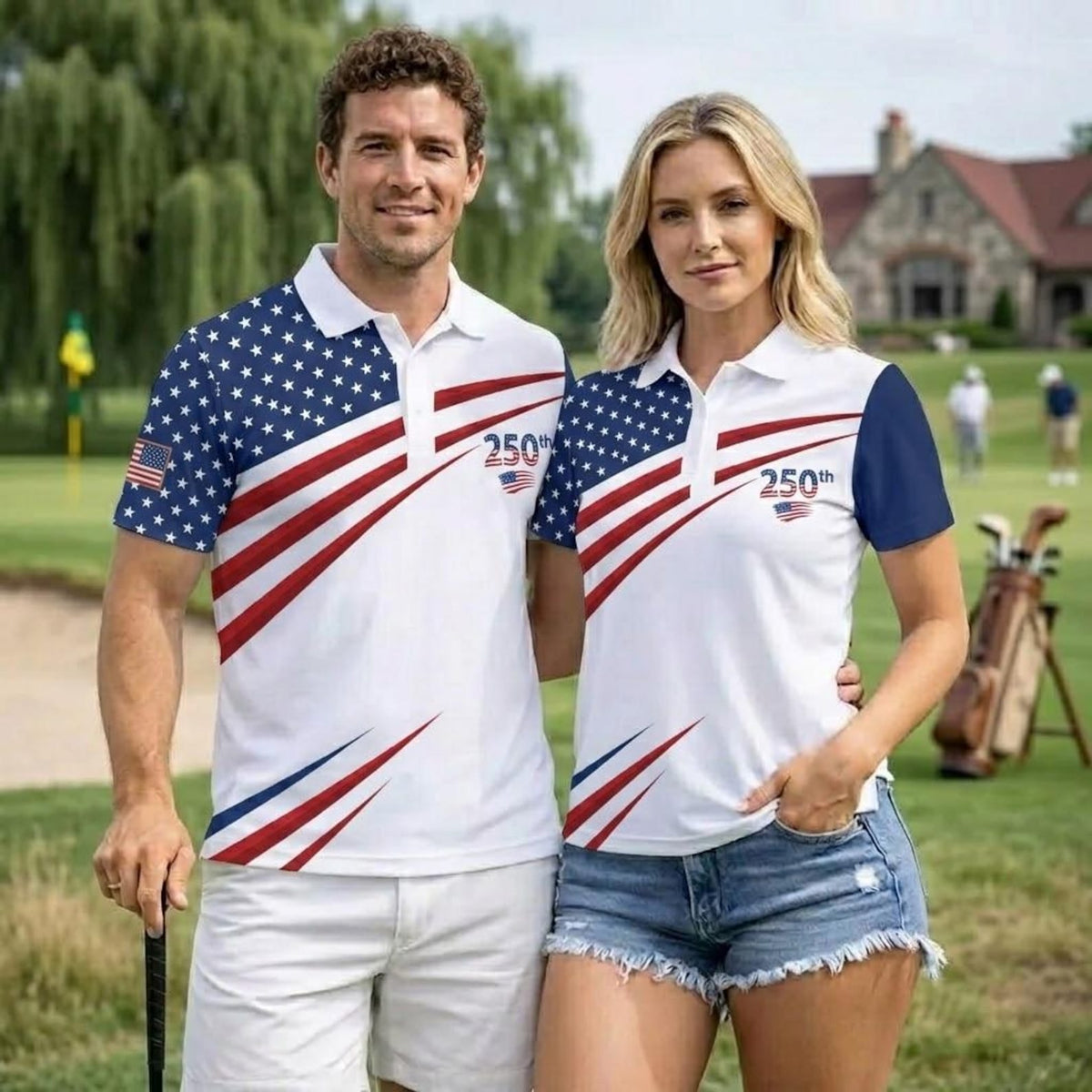 Usa 250th Anniversary Golf Polo American Flag Couple Shirt 1776 2026 Patriotic Apparel United States Independence Day Gift Dad Tee 1780459286231.jpg