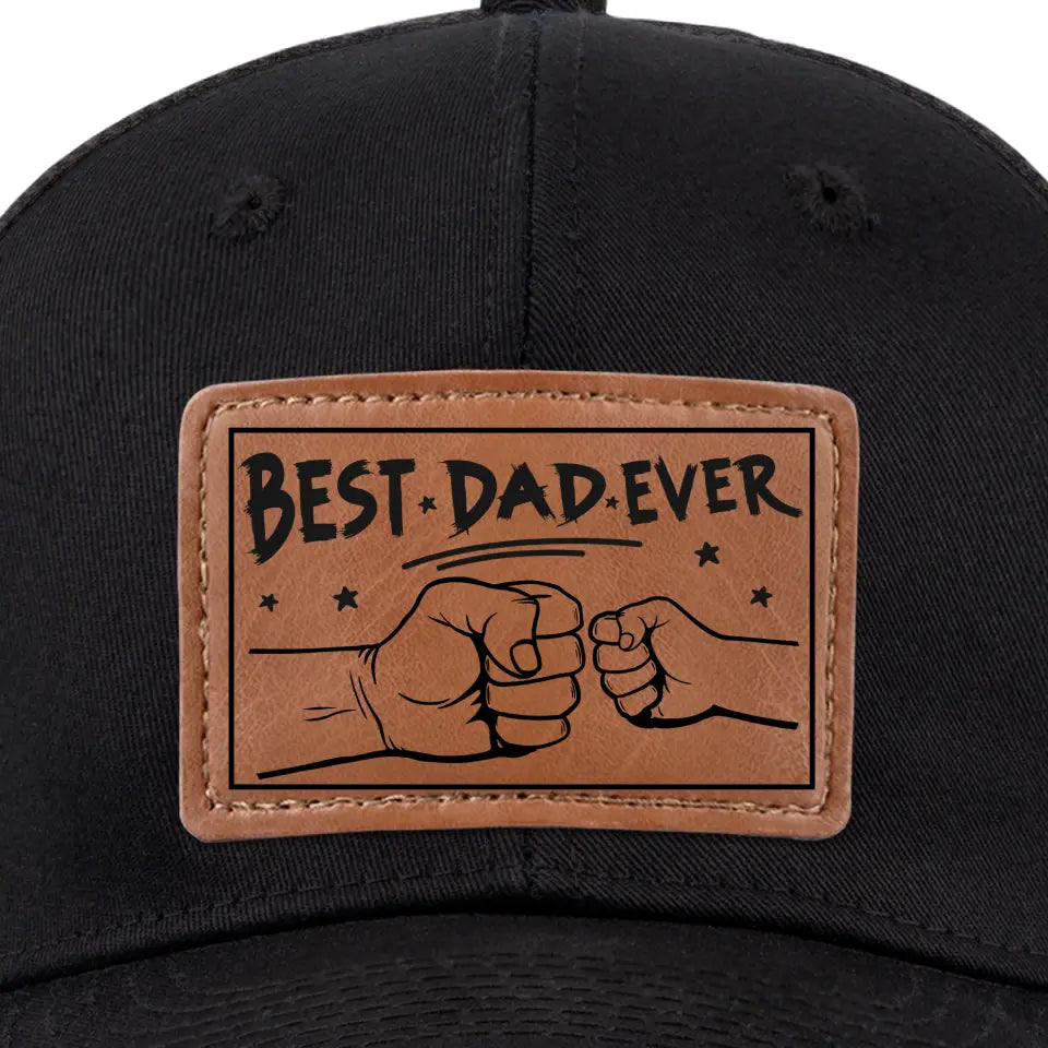 Best Dad Ever   Personalized Leather Label Net Hat   Gift For Father Papa Fathers Day Gift 1780459866560.jpg