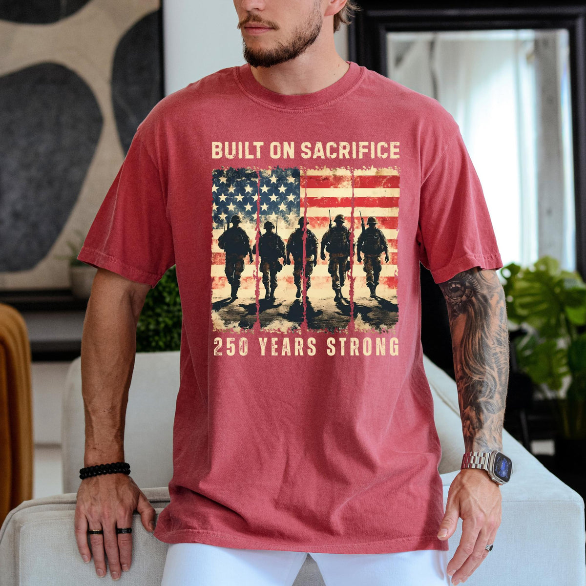 Built On Sacrifice Shirt 250 Years Strong Tee America 250th Anniversary Shirt Patriotic Usa Military Tribute Comfort Colors T Shirt 1780893671792.jpg