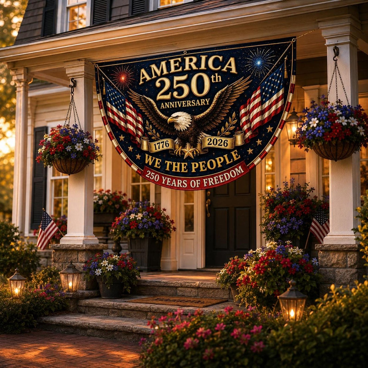 Usa 250th Anniversary Patriotic Bunting Banner America 1776 2026 Semicircle Fence Flag Christian Freedom Porch Decor Fourth Of July Decor 1780909148268.jpg