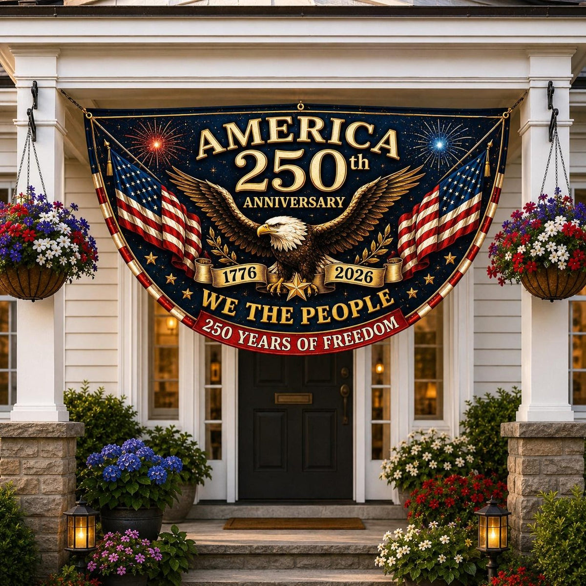 Usa 250th Anniversary Patriotic Bunting Banner America 1776 2026 Semicircle Fence Flag Christian Freedom Porch Decor Fourth Of July Decor 1780909148294.jpg