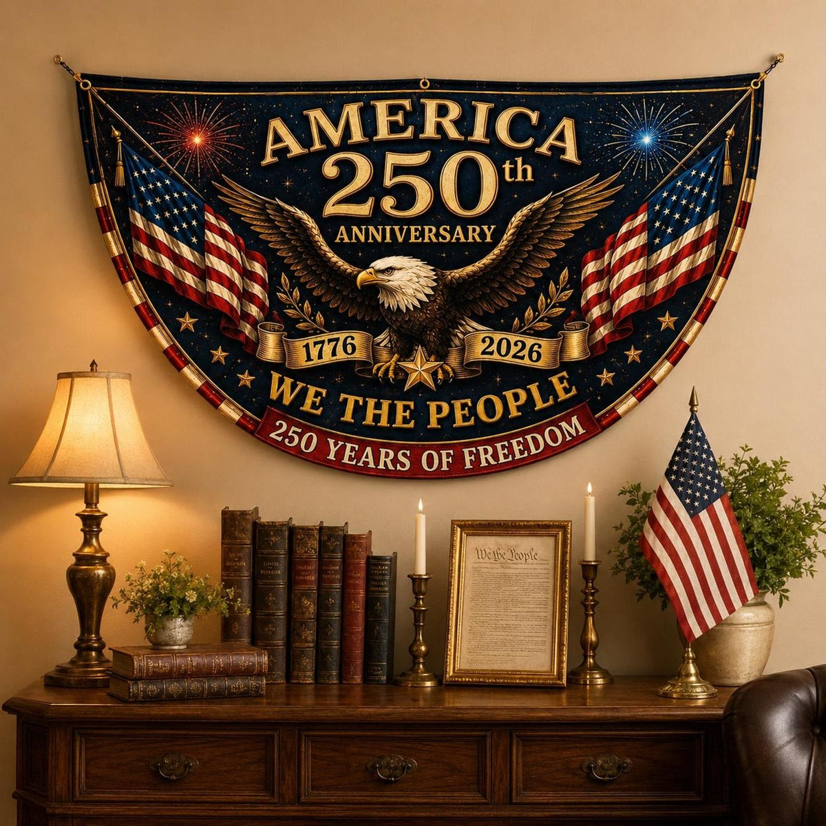 Usa 250th Anniversary Patriotic Bunting Banner America 1776 2026 Semicircle Fence Flag Christian Freedom Porch Decor Fourth Of July Decor 1780909148302.jpg