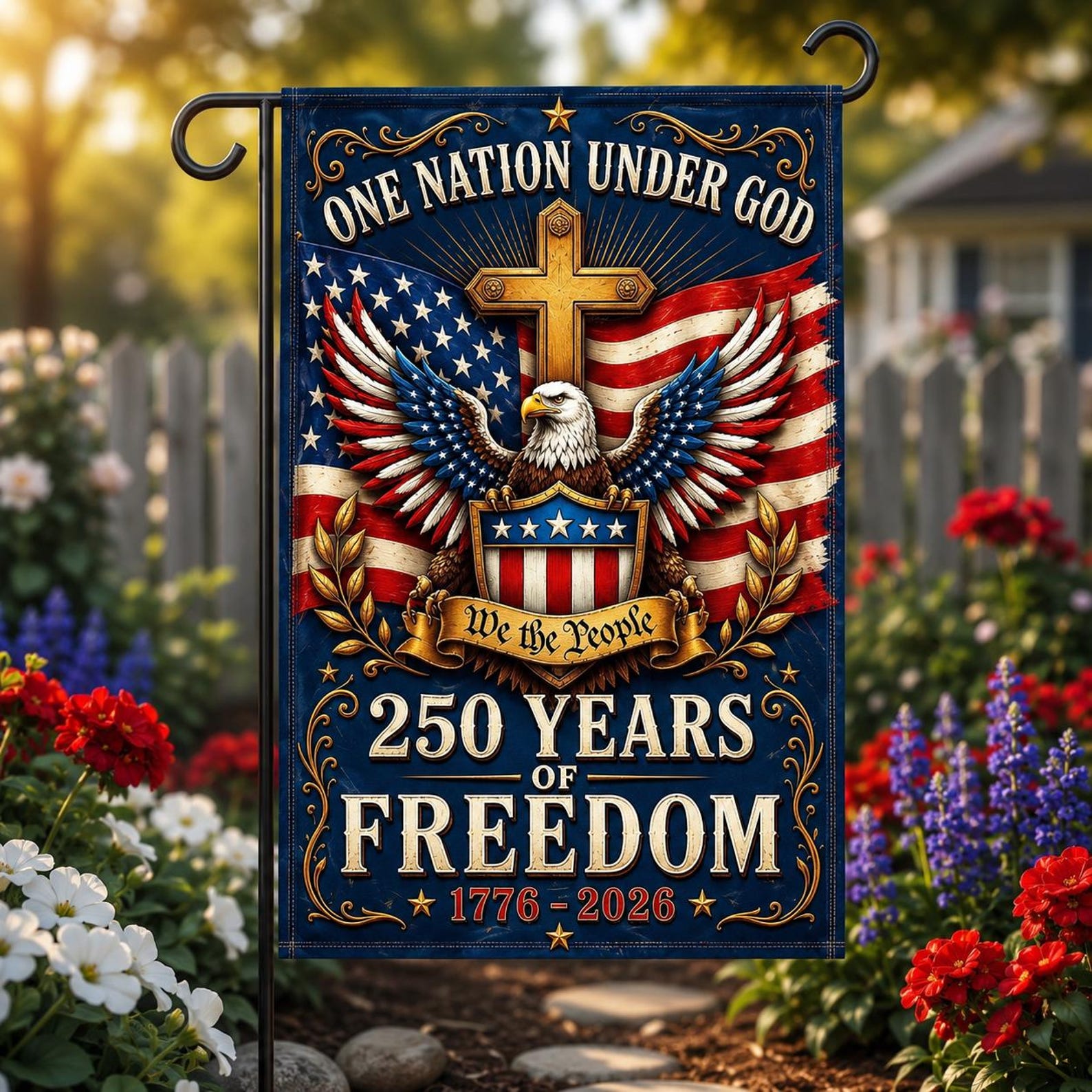 250 Years Of Freedom Garden Flag Patriotic American Flag Decor 1776 2026 Usa 250th Anniversary Outdoor Yard Flag Independence Day Gift 1780909252423.jpg