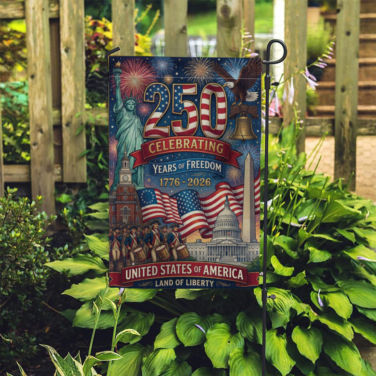 America 250 Garden Flag 1776 2026 Patriotic Anniversary Outdoor Semiquincentennial Yard Decor 1780910553781.jpg