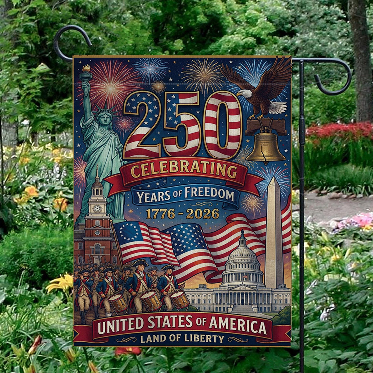 America 250 Garden Flag 1776 2026 Patriotic Anniversary Outdoor Semiquincentennial Yard Decor 1780910553892.jpg