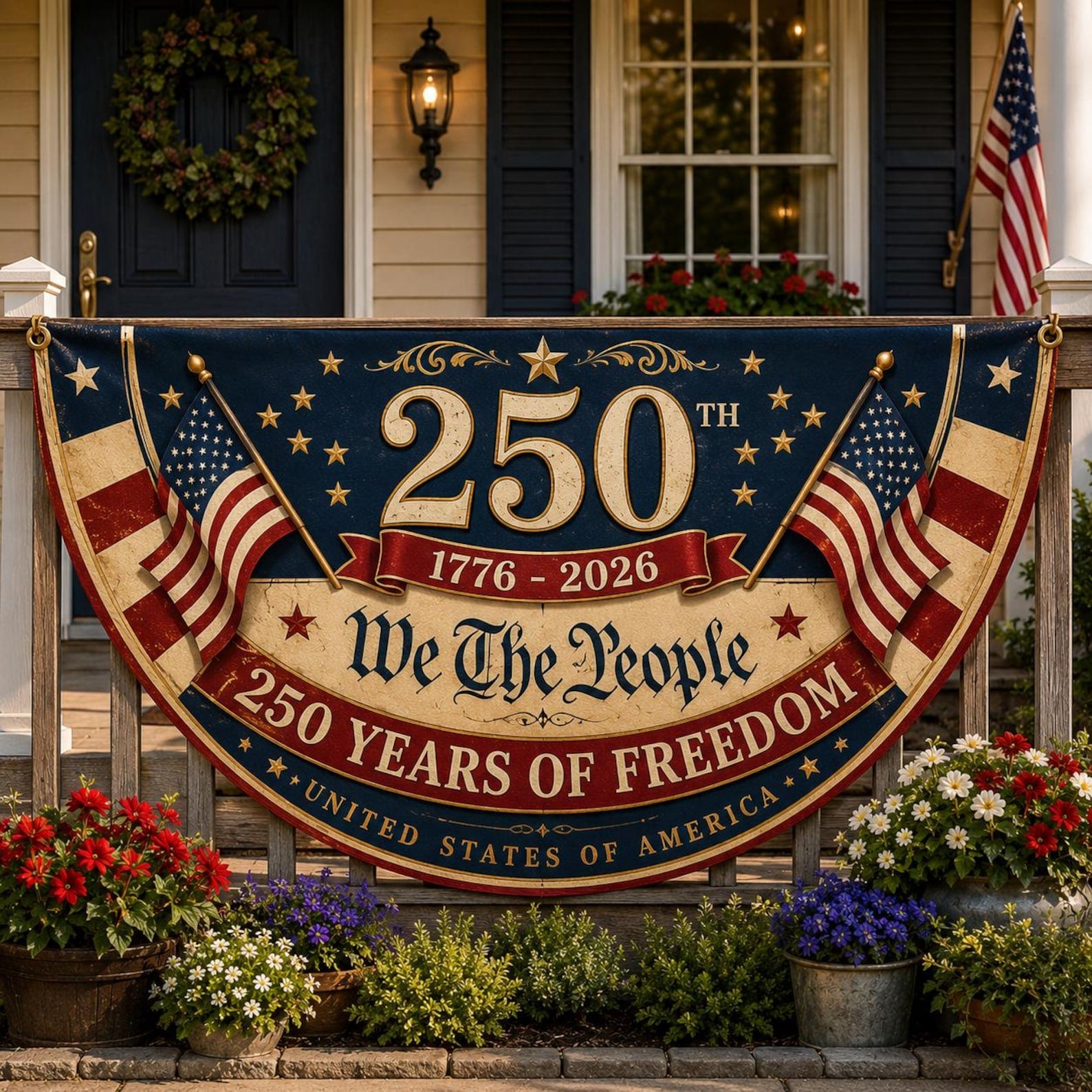 Usa 250th Anniversary Patriotic Bunting Banner America 1776 2026 Semicircle Fence Flag Christian Freedom Porch Decor Gift For Dad 1780910693661.jpg