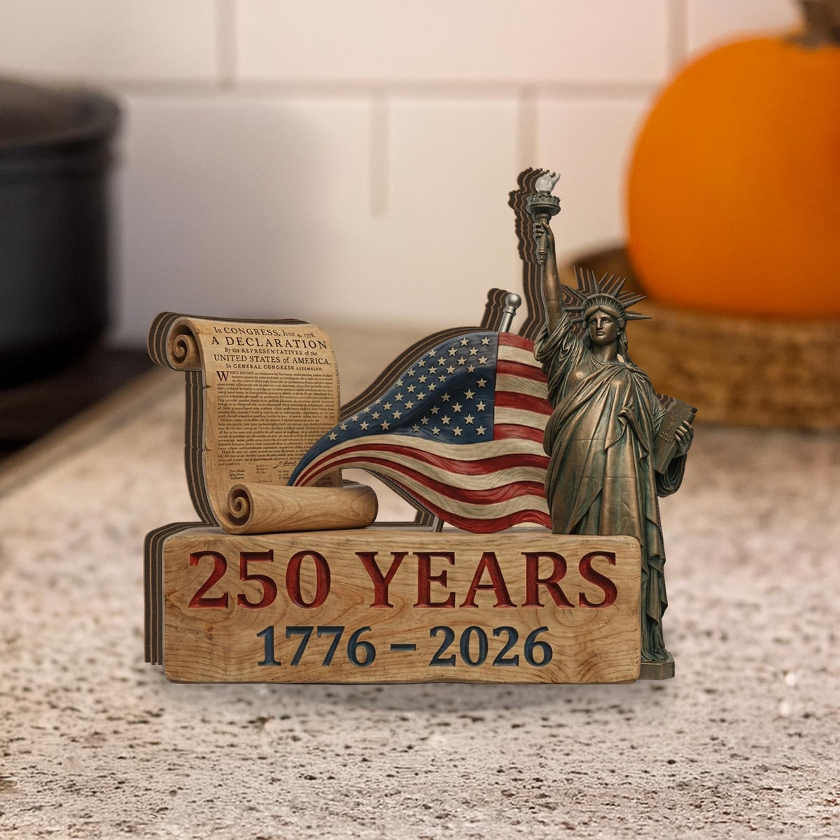 America 250 Years Wooden Block Patriotic Usa Decor 1776 2026 Liberty Statue Flag Sign Independence Day Table Decor July 4th Gift 1780971503945.jpg