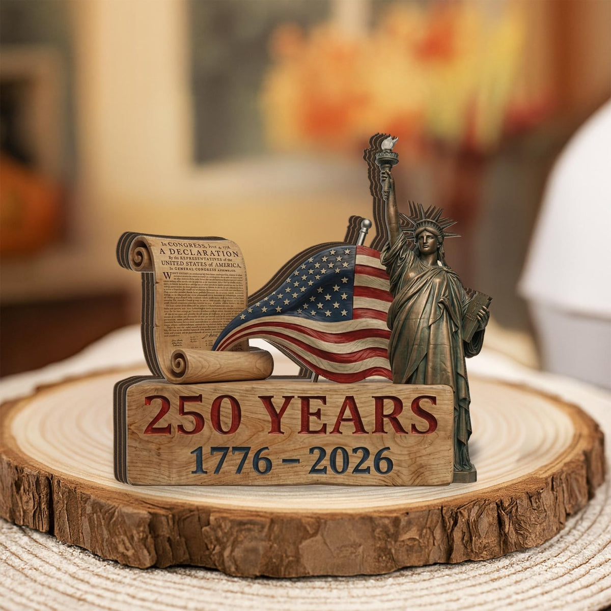 America 250 Years Wooden Block Patriotic Usa Decor 1776 2026 Liberty Statue Flag Sign Independence Day Table Decor July 4th Gift 1780971504051.jpg