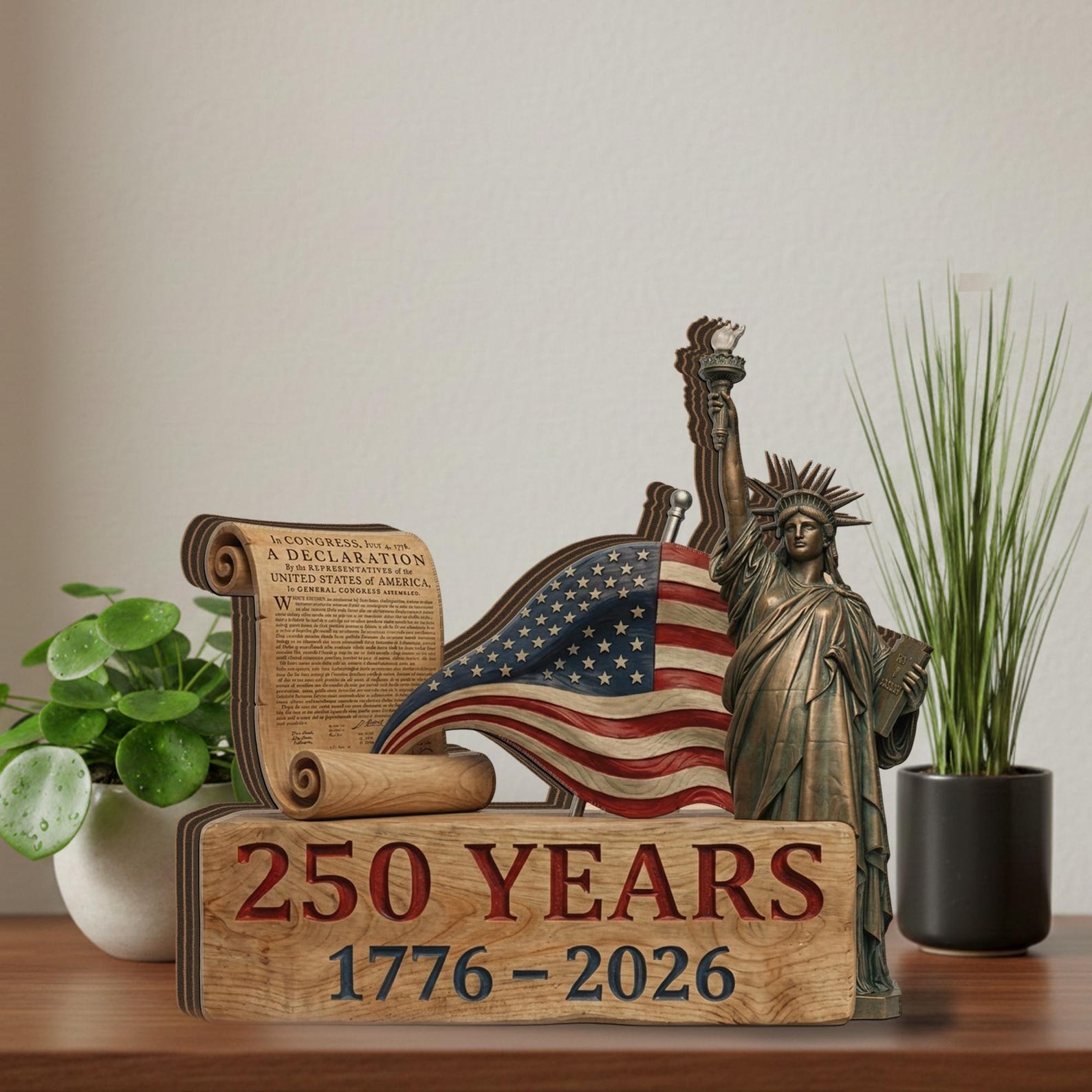 America 250 Years Wooden Block Patriotic Usa Decor 1776 2026 Liberty Statue Flag Sign Independence Day Table Decor July 4th Gift 1780971504065.jpg