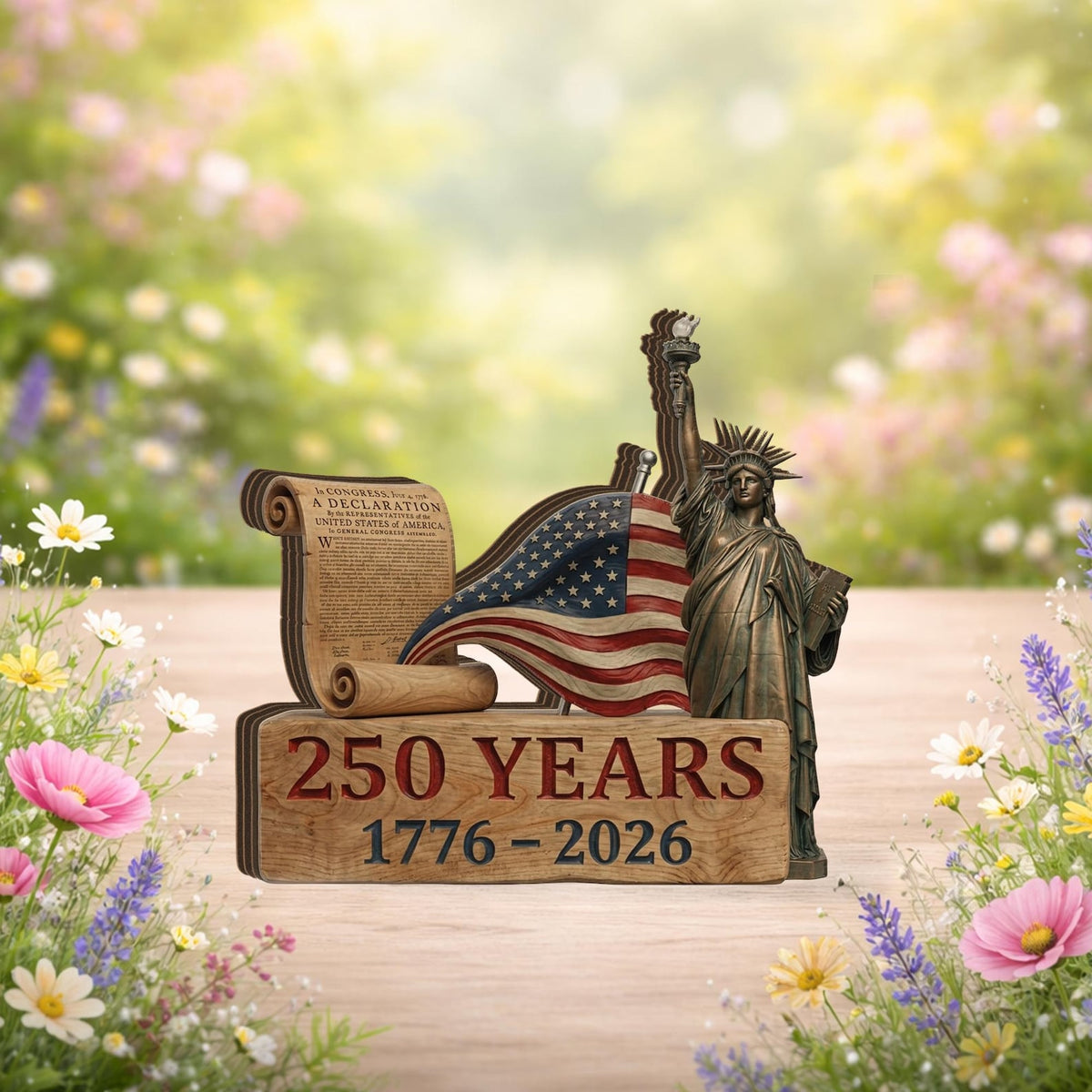 America 250 Years Wooden Block Patriotic Usa Decor 1776 2026 Liberty Statue Flag Sign Independence Day Table Decor July 4th Gift 1780971504081.jpg
