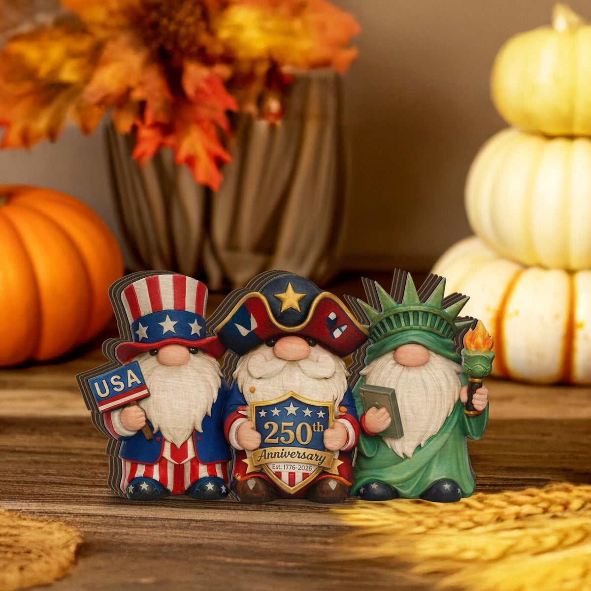 Patriotic Gnome Wooden Block Usa 250th Anniversary Decor Independence Day Gnome Sign July 4th Tiered Tray Decor Americana Gift 1780971774901.jpg