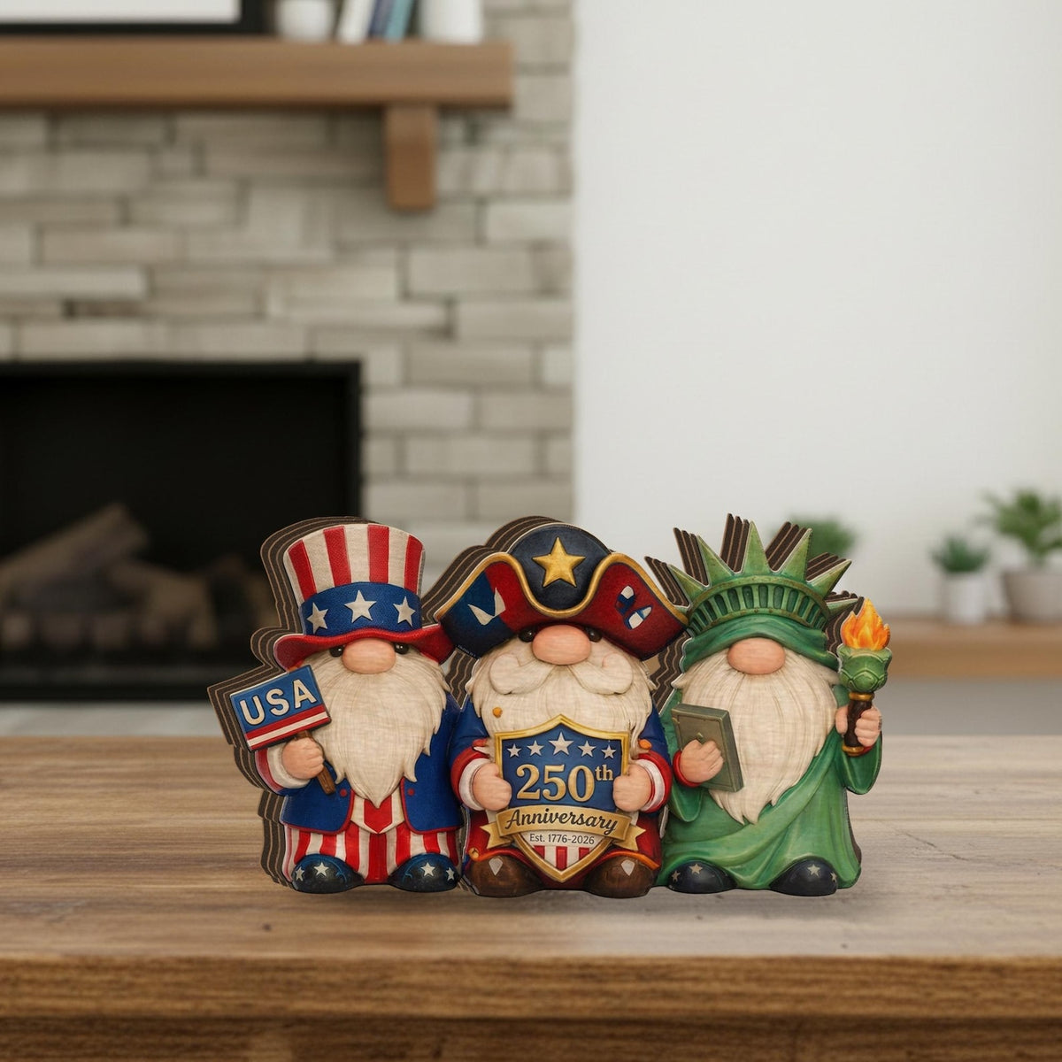 Patriotic Gnome Wooden Block Usa 250th Anniversary Decor Independence Day Gnome Sign July 4th Tiered Tray Decor Americana Gift 1780971774914.jpg