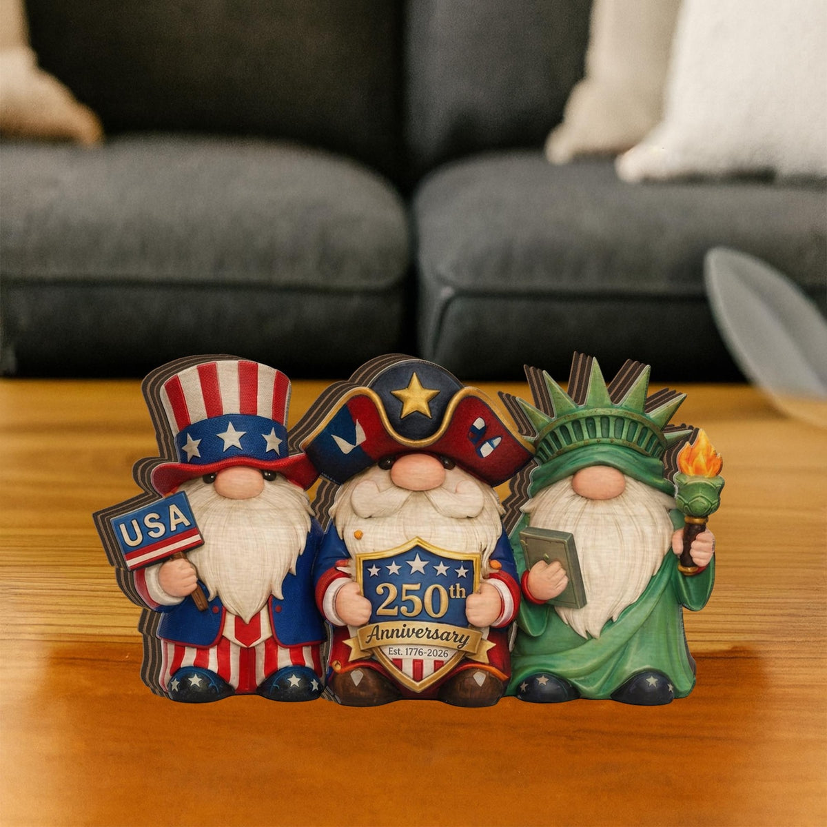 Patriotic Gnome Wooden Block Usa 250th Anniversary Decor Independence Day Gnome Sign July 4th Tiered Tray Decor Americana Gift 1780971774924.jpg