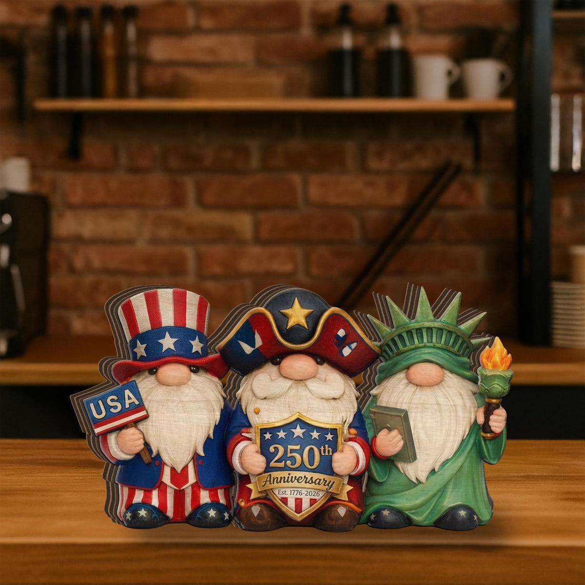 Patriotic Gnome Wooden Block Usa 250th Anniversary Decor Independence Day Gnome Sign July 4th Tiered Tray Decor Americana Gift 1780971774953.jpg
