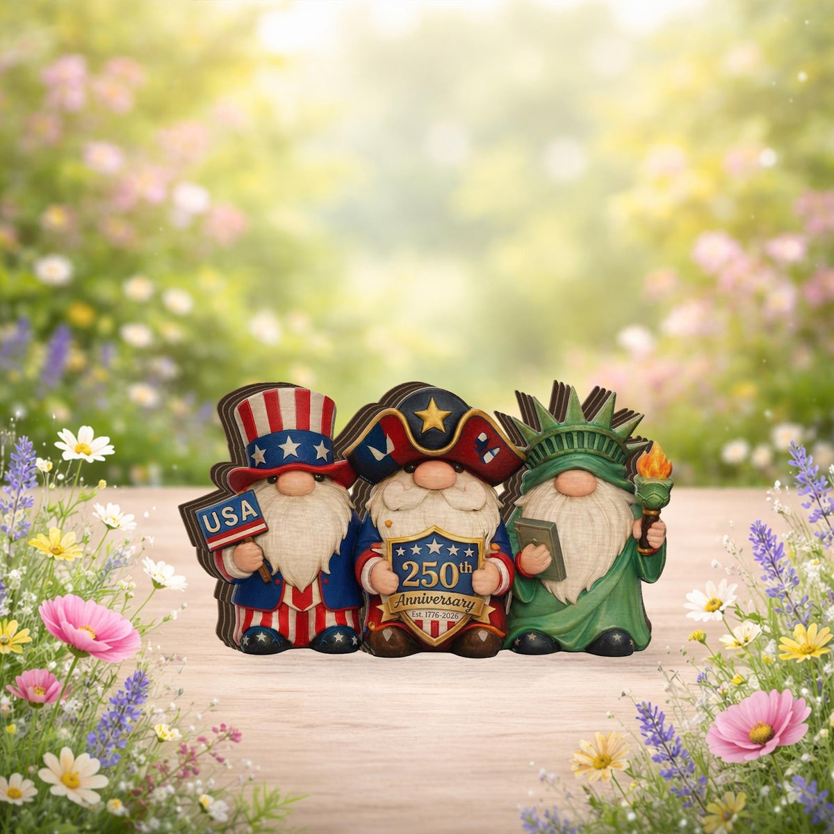 Patriotic Gnome Wooden Block Usa 250th Anniversary Decor Independence Day Gnome Sign July 4th Tiered Tray Decor Americana Gift 1780971775514.jpg
