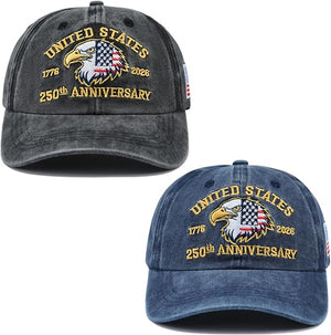 250th Anniversary Usa Hat United States 250 Year American Anniversary Baseball Cap 1776 2026 American Eagles Patriotic Embroidered Hats For Men Women Black 1780973504605.jpg