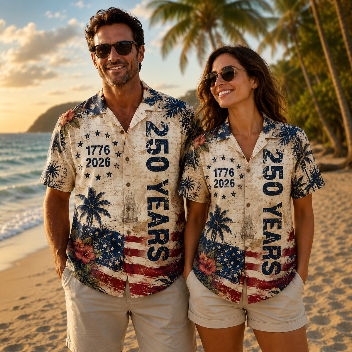 250 Years Vintage Us Independence Day Aloha Shirt  Commemorative 1776 2026 Mens July 4th Button Down Tee With Hibiscus  Palm 1780980234767.png