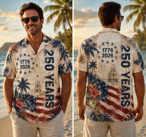 250 Years Vintage Us Independence Day Aloha Shirt  Commemorative 1776 2026 Mens July 4th Button Down Tee With Hibiscus  Palm 1780980234792.png
