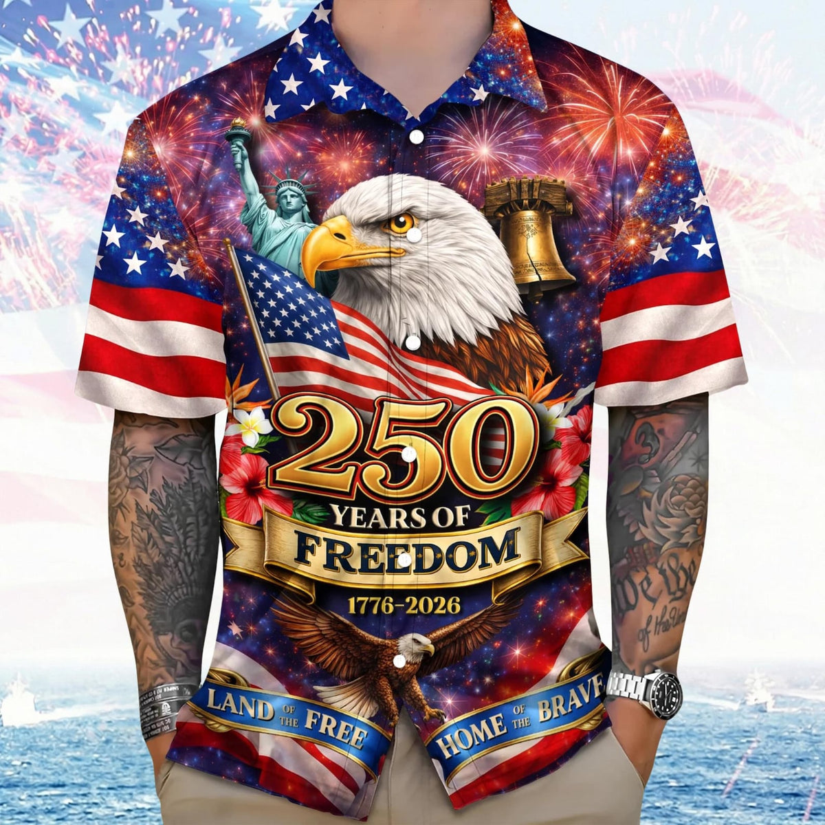 Freedom 250th Anniversary Hawaiian Shirtusa 250 Years Independence Apparel1776 2026 America Anniversarypatriotic Freedom 1780981060275.jpg