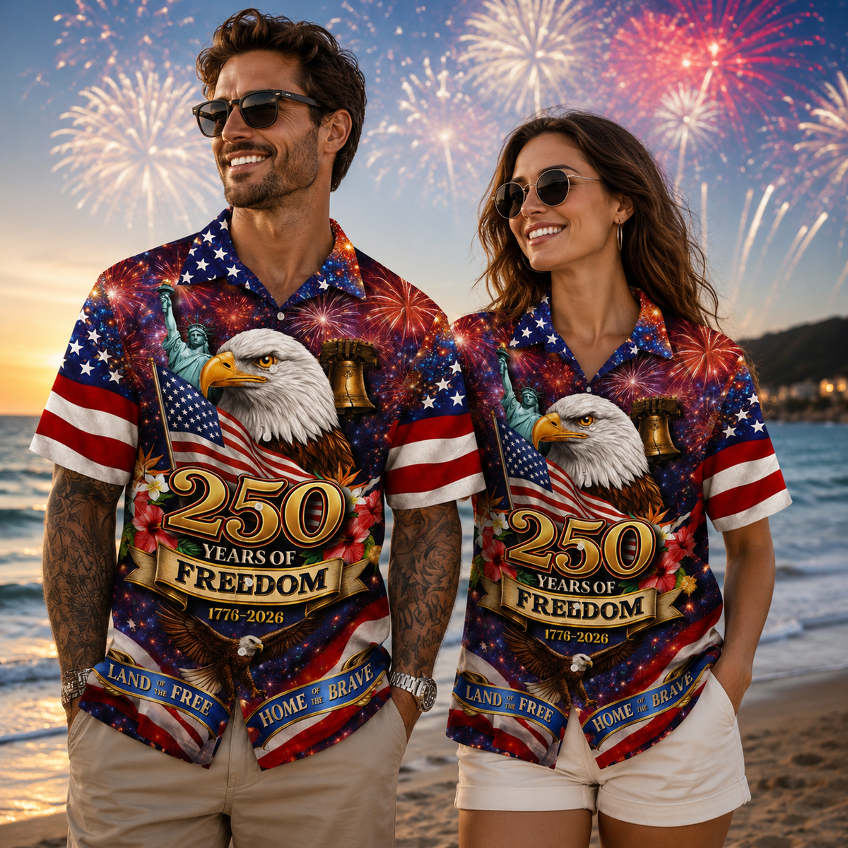 Freedom 250th Anniversary Hawaiian Shirtusa 250 Years Independence Apparel1776 2026 America Anniversarypatriotic Freedom 1780981060621.png
