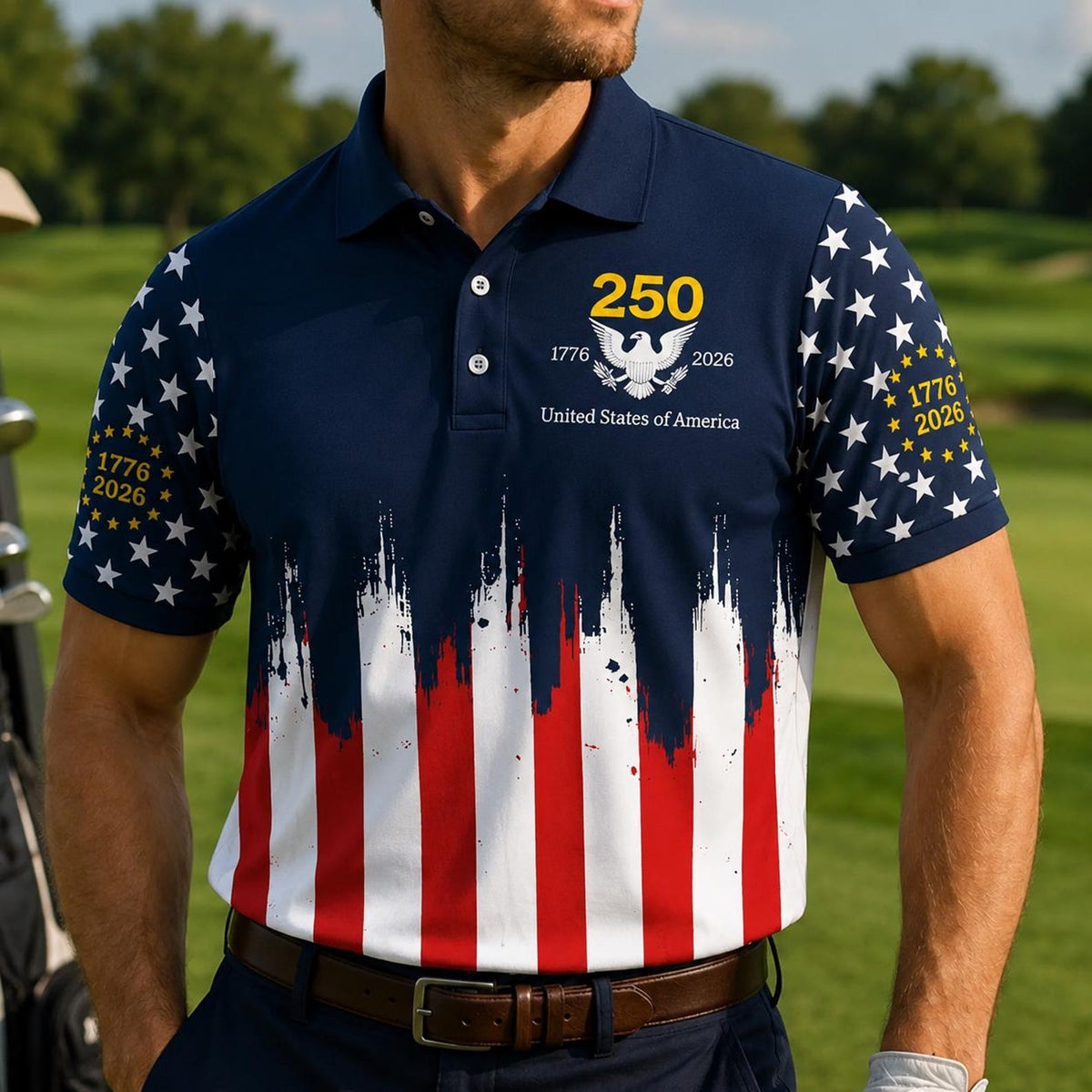 America 250 Polo Shirt For Men Freedom 1776 2026 Patriotic Button Up July 4th Polo Shirt Vintage Usa Anniversary Shirt 1780989008580.jpg