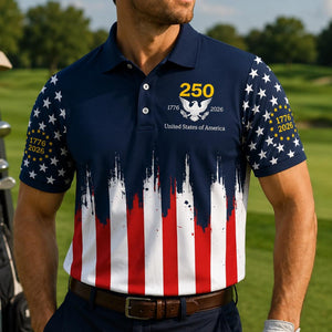 America 250 Polo Shirt For Men Freedom 1776 2026 Patriotic Button Up July 4th Polo Shirt Vintage Usa Anniversary Shirt 1780989008580.jpg