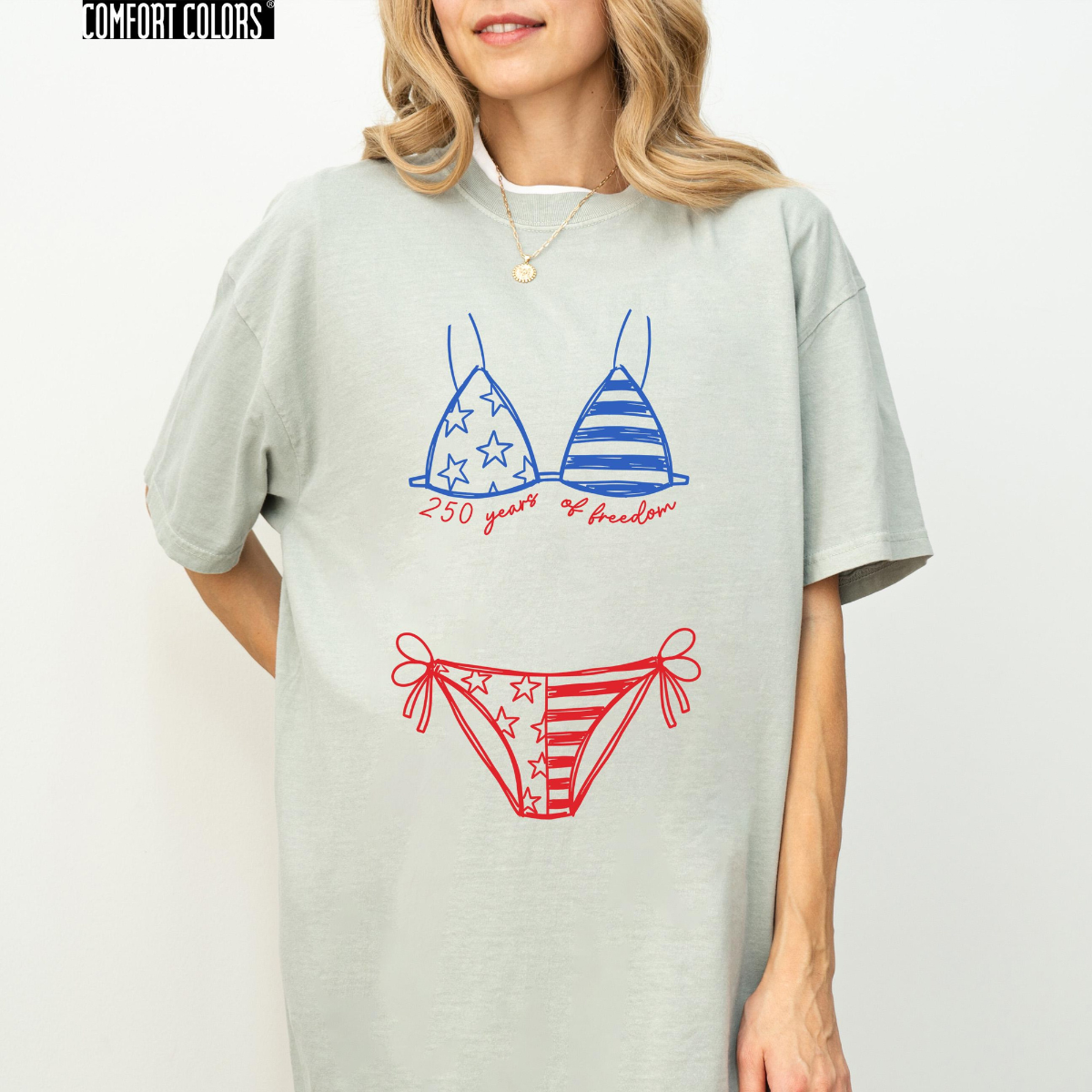 Comfort Colors 250 Years Of Freedom Shirt American Flag Bikini 250th Birthday T Shirt Patriotic Bikini Tee 1780998856710.png