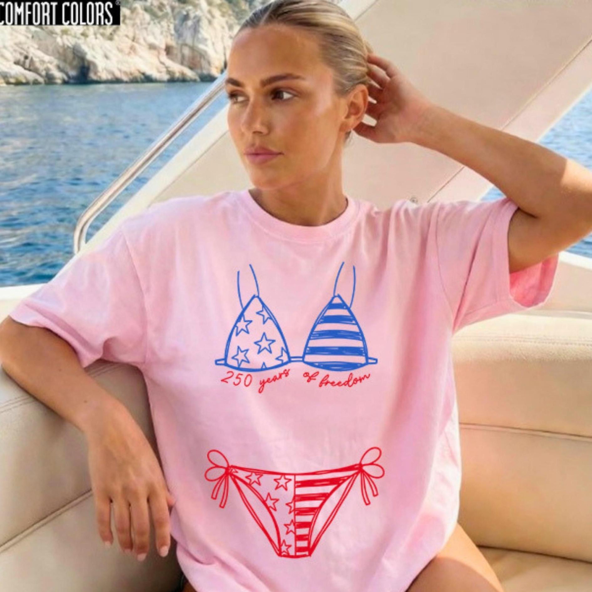 Comfort Colors 250 Years Of Freedom Shirt American Flag Bikini 250th Birthday T Shirt Patriotic Bikini Tee 1780998856764.png