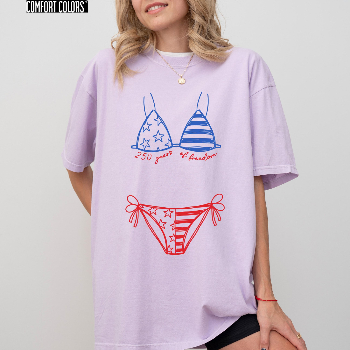 Comfort Colors 250 Years Of Freedom Shirt American Flag Bikini 250th Birthday T Shirt Patriotic Bikini Tee 1780998857324.png