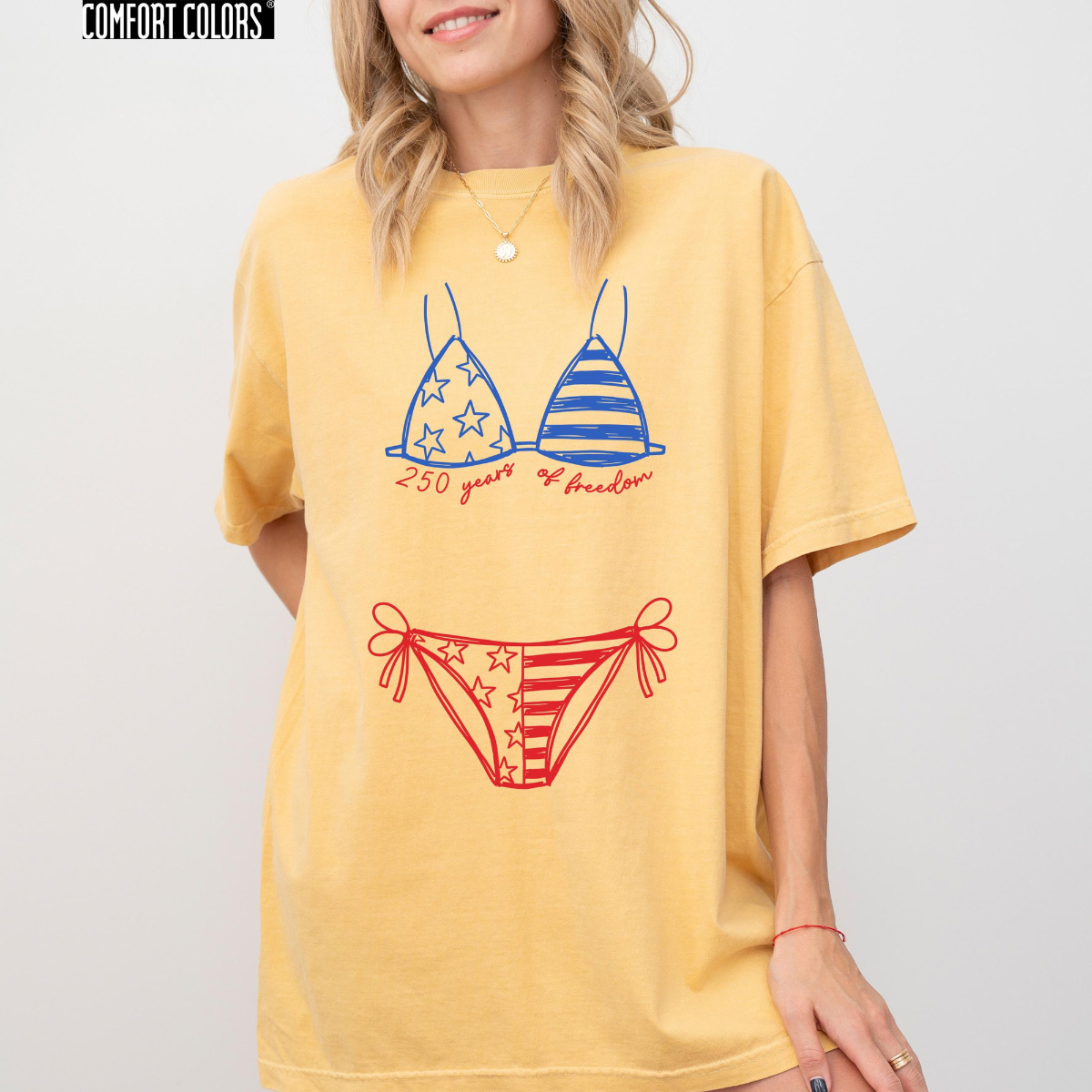 Comfort Colors 250 Years Of Freedom Shirt American Flag Bikini 250th Birthday T Shirt Patriotic Bikini Tee 1780998857389.png