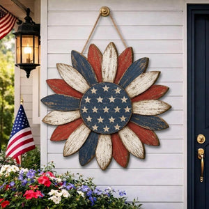 Patriotic Sunflower Door Hanger Rustic Americana Wall Decor 4th Of July Front Door Decor Farmhouse Porch Decor 250th Anniversary Sign 1781074364941.jpg