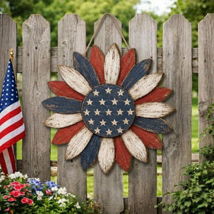 Patriotic Sunflower Door Hanger Rustic Americana Wall Decor 4th Of July Front Door Decor Farmhouse Porch Decor 250th Anniversary Sign 1781074365057.jpg