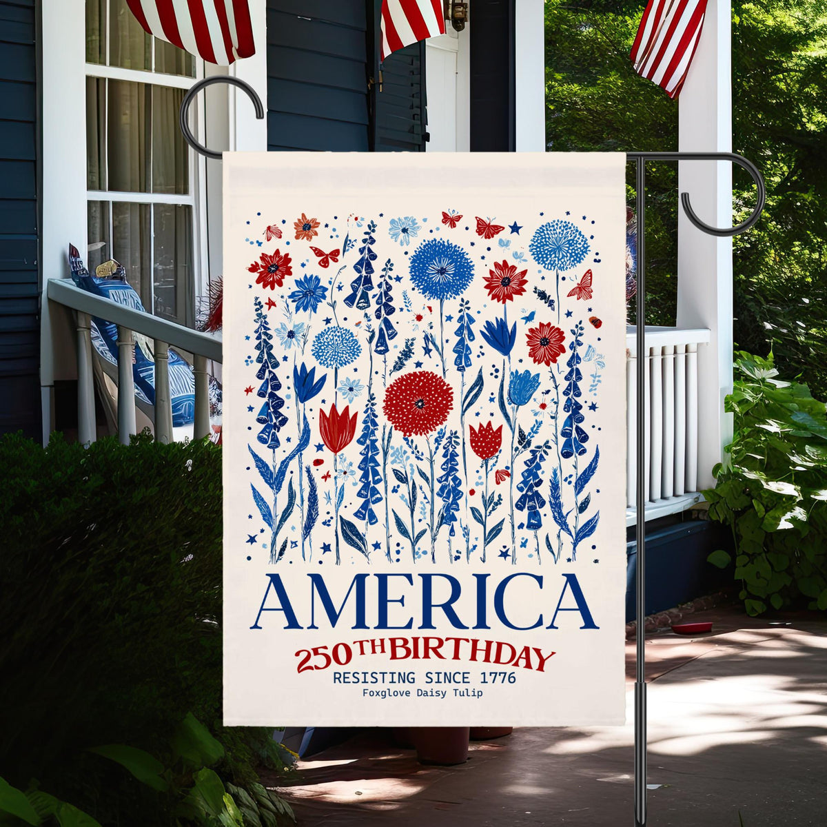 Patriotic Usa Garden Flag Anti Trump House Banner America 250th Birthday Subtle F Trump Semiquincentennial Foxglove Daisy Tulip 1781076092398.jpg