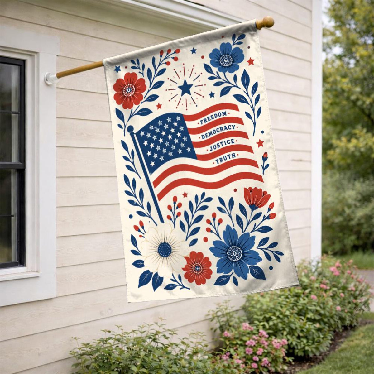Freedom Democracy Justice Truth Usa Flag Floral Political Yard Decor 1781076359896.jpg