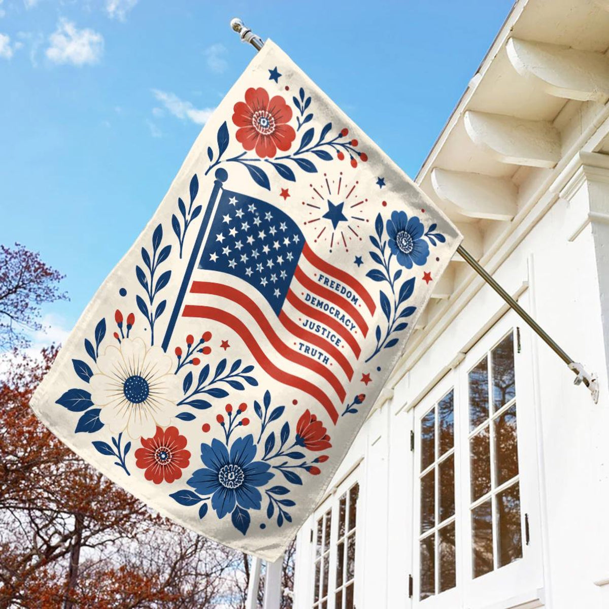 Freedom Democracy Justice Truth Usa Flag Floral Political Yard Decor 1781076360098.jpg
