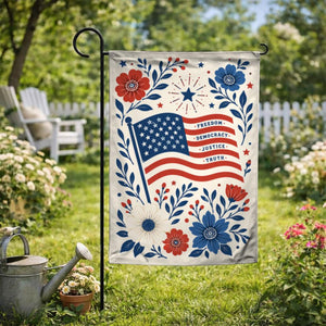 Freedom Democracy Justice Truth Usa Flag Floral Political Yard Decor 1781076360178.jpg